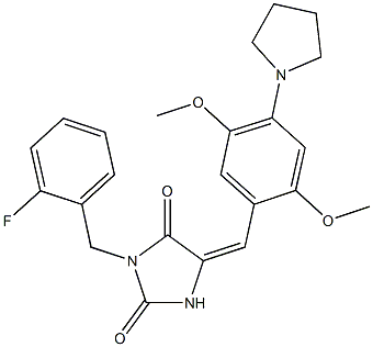 5-[2,5-dimethoxy-4-(1-pyrrolidinyl)benzylidene]-3-(2-fluorobenzyl)-2,4-imidazolidinedione|