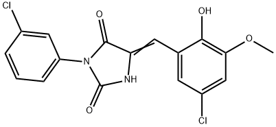 5-(5-chloro-2-hydroxy-3-methoxybenzylidene)-3-(3-chlorophenyl)-2,4-imidazolidinedione Structure