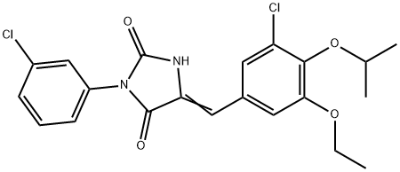 5-(3-chloro-5-ethoxy-4-isopropoxybenzylidene)-3-(3-chlorophenyl)-2,4-imidazolidinedione,664359-26-6,结构式