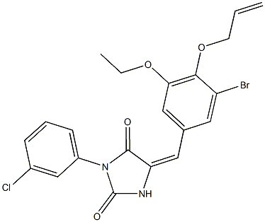 5-[4-(allyloxy)-3-bromo-5-ethoxybenzylidene]-3-(3-chlorophenyl)-2,4-imidazolidinedione Structure