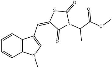 methyl 2-{5-[(1-methyl-1H-indol-3-yl)methylene]-2,4-dioxo-1,3-thiazolidin-3-yl}propanoate,664359-46-0,结构式