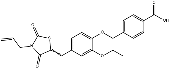 4-({4-[(3-allyl-2,4-dioxo-1,3-thiazolidin-5-ylidene)methyl]-2-ethoxyphenoxy}methyl)benzoic acid,664359-48-2,结构式