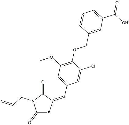 3-({4-[(3-allyl-2,4-dioxo-1,3-thiazolidin-5-ylidene)methyl]-2-chloro-6-methoxyphenoxy}methyl)benzoic acid Struktur