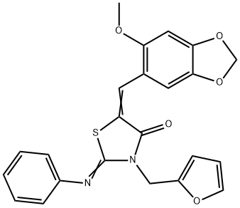 664359-74-4 3-(2-furylmethyl)-5-[(6-methoxy-1,3-benzodioxol-5-yl)methylene]-2-(phenylimino)-1,3-thiazolidin-4-one