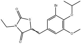 5-(3-bromo-4-isopropoxy-5-methoxybenzylidene)-3-ethyl-1,3-thiazolidine-2,4-dione,664359-75-5,结构式