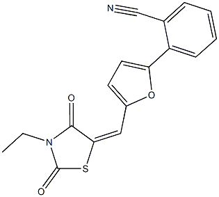 2-{5-[(3-ethyl-2,4-dioxo-1,3-thiazolidin-5-ylidene)methyl]-2-furyl}benzonitrile Structure