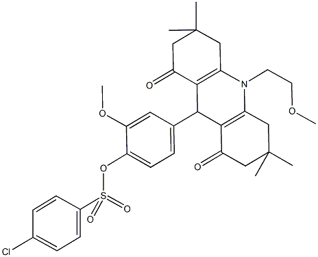 2-methoxy-4-[10-(2-methoxyethyl)-3,3,6,6-tetramethyl-1,8-dioxo-1,2,3,4,5,6,7,8,9,10-decahydro-9-acridinyl]phenyl 4-chlorobenzenesulfonate,664359-83-5,结构式