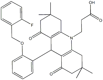 664360-01-4 3-(9-{2-[(2-fluorobenzyl)oxy]phenyl}-3,3,6,6-tetramethyl-1,8-dioxo-2,3,4,5,6,7,8,9-octahydro-10(1H)-acridinyl)propanoic acid