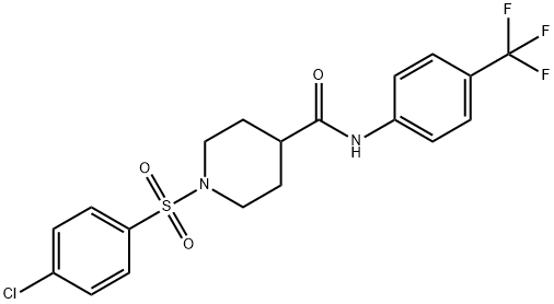 1-[(4-chlorophenyl)sulfonyl]-N-[4-(trifluoromethyl)phenyl]-4-piperidinecarboxamide 结构式