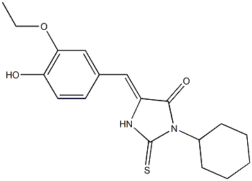 3-cyclohexyl-5-(3-ethoxy-4-hydroxybenzylidene)-2-thioxo-4-imidazolidinone 化学構造式