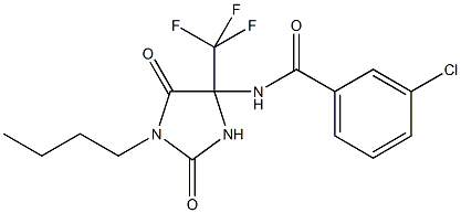 N-[1-butyl-2,5-dioxo-4-(trifluoromethyl)-4-imidazolidinyl]-3-chlorobenzamide 化学構造式