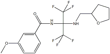 3-methoxy-N-[2,2,2-trifluoro-1-[(tetrahydro-2-furanylmethyl)amino]-1-(trifluoromethyl)ethyl]benzamide Struktur