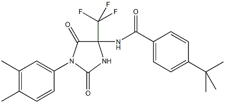 4-tert-butyl-N-[1-(3,4-dimethylphenyl)-2,5-dioxo-4-(trifluoromethyl)-4-imidazolidinyl]benzamide 化学構造式