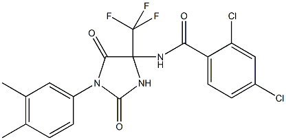 2,4-dichloro-N-[1-(3,4-dimethylphenyl)-2,5-dioxo-4-(trifluoromethyl)-4-imidazolidinyl]benzamide Struktur