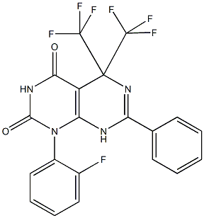 1-(2-fluorophenyl)-7-phenyl-5,5-bis(trifluoromethyl)-5,8-dihydropyrimido[4,5-d]pyrimidine-2,4(1H,3H)-dione Structure