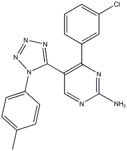 4-(3-chlorophenyl)-5-[1-(4-methylphenyl)-1H-tetraazol-5-yl]pyrimidin-2-amine,664370-69-8,结构式