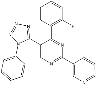 4-(2-fluorophenyl)-5-(1-phenyl-1H-tetraazol-5-yl)-2-pyridin-3-ylpyrimidine 结构式