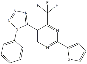 5-(1-phenyl-1H-tetraazol-5-yl)-2-(2-thienyl)-4-(trifluoromethyl)pyrimidine,664371-00-0,结构式