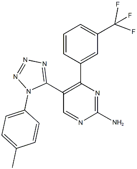 5-[1-(4-methylphenyl)-1H-tetraazol-5-yl]-4-[3-(trifluoromethyl)phenyl]-2-pyrimidinylamine Structure
