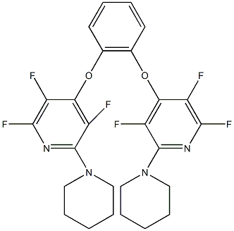 2,3,5-trifluoro-6-(1-piperidinyl)-4-(2-{[2,3,5-trifluoro-6-(1-piperidinyl)-4-pyridinyl]oxy}phenoxy)pyridine 化学構造式