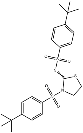 4-tert-butyl-N-{3-[(4-tert-butylphenyl)sulfonyl]-1,3-thiazolidin-2-ylidene}benzenesulfonamide Structure