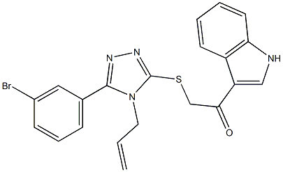 2-{[4-allyl-5-(3-bromophenyl)-4H-1,2,4-triazol-3-yl]sulfanyl}-1-(1H-indol-3-yl)ethanone 结构式