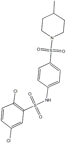 2,5-dichloro-N-{4-[(4-methyl-1-piperidinyl)sulfonyl]phenyl}benzenesulfonamide 化学構造式