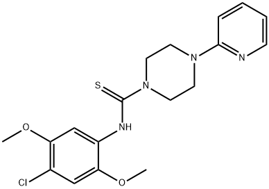 N-(4-chloro-2,5-dimethoxyphenyl)-4-(2-pyridinyl)-1-piperazinecarbothioamide Struktur