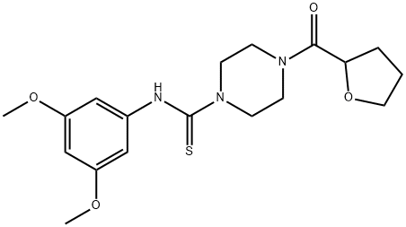 N-(3,5-dimethoxyphenyl)-4-(tetrahydrofuran-2-ylcarbonyl)piperazine-1-carbothioamide Struktur