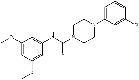 4-(3-chlorophenyl)-N-(3,5-dimethoxyphenyl)piperazine-1-carbothioamide 化学構造式