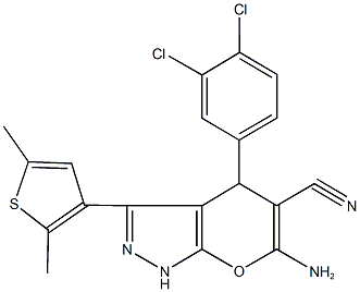 664970-07-4 6-amino-4-(3,4-dichlorophenyl)-3-(2,5-dimethyl-3-thienyl)-1,4-dihydropyrano[2,3-c]pyrazole-5-carbonitrile