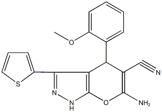 6-amino-4-(2-methoxyphenyl)-3-(2-thienyl)-1,4-dihydropyrano[2,3-c]pyrazole-5-carbonitrile|