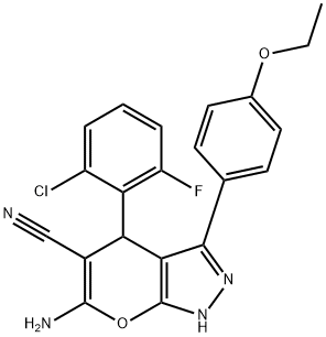 6-amino-4-(2-chloro-6-fluorophenyl)-3-(4-ethoxyphenyl)-1,4-dihydropyrano[2,3-c]pyrazole-5-carbonitrile Structure