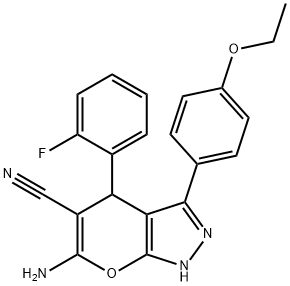 6-amino-3-(4-ethoxyphenyl)-4-(2-fluorophenyl)-1,4-dihydropyrano[2,3-c]pyrazole-5-carbonitrile Structure