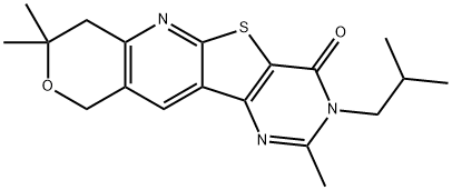 3-isobutyl-2,8,8-trimethyl-7,10-dihydro-8H-pyrano[3'',4'':5',6']pyrido[3',2':4,5]thieno[3,2-d]pyrimidin-4(3H)-one Structure