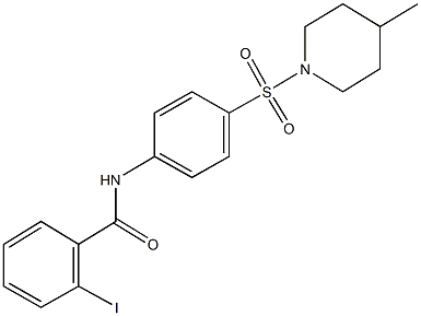 2-iodo-N-{4-[(4-methyl-1-piperidinyl)sulfonyl]phenyl}benzamide 化学構造式