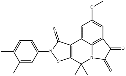 9-(3,4-dimethylphenyl)-2-methoxy-7,7-dimethyl-10-thioxo-9,10-dihydro-7H-isothiazolo[5,4-c]pyrrolo[3,2,1-ij]quinoline-4,5-dione Structure