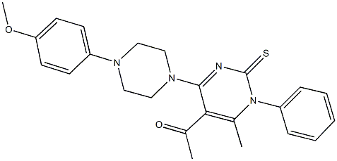 1-{4-[4-(4-methoxyphenyl)-1-piperazinyl]-6-methyl-1-phenyl-2-thioxo-1,2-dihydro-5-pyrimidinyl}ethanone Structure