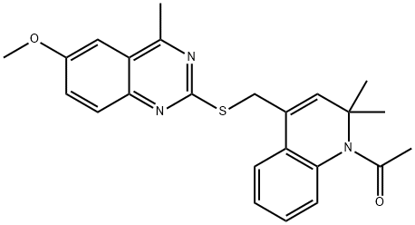 2-{[(1-acetyl-2,2-dimethyl-1,2-dihydro-4-quinolinyl)methyl]sulfanyl}-6-methoxy-4-methylquinazoline Struktur