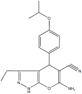 664971-78-2 6-amino-3-ethyl-4-(4-isopropoxyphenyl)-1,4-dihydropyrano[2,3-c]pyrazole-5-carbonitrile