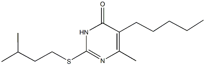 2-(isopentylsulfanyl)-6-methyl-5-pentyl-4(3H)-pyrimidinone 化学構造式