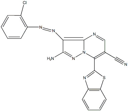 2-amino-7-(1,3-benzothiazol-2-yl)-3-[(2-chlorophenyl)diazenyl]pyrazolo[1,5-a]pyrimidine-6-carbonitrile,664972-40-1,结构式