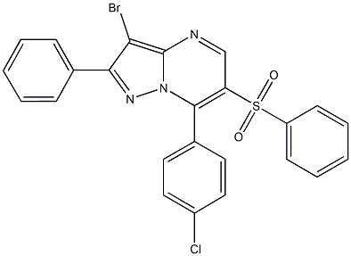3-bromo-7-(4-chlorophenyl)-2-phenyl-6-(phenylsulfonyl)pyrazolo[1,5-a]pyrimidine,664972-46-7,结构式