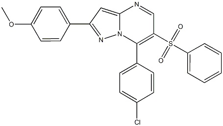 7-(4-chlorophenyl)-2-(4-methoxyphenyl)pyrazolo[1,5-a]pyrimidin-6-yl phenyl sulfone,664972-49-0,结构式