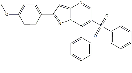 2-(4-methoxyphenyl)-7-(4-methylphenyl)pyrazolo[1,5-a]pyrimidin-6-yl phenyl sulfone 结构式