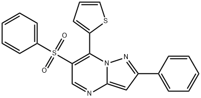 phenyl 2-phenyl-7-(2-thienyl)pyrazolo[1,5-a]pyrimidin-6-yl sulfone 化学構造式
