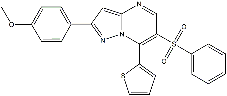 2-(4-methoxyphenyl)-7-(2-thienyl)pyrazolo[1,5-a]pyrimidin-6-yl phenyl sulfone Structure