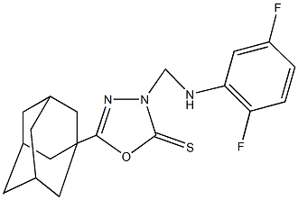 5-(1-adamantyl)-3-[(2,5-difluoroanilino)methyl]-1,3,4-oxadiazole-2(3H)-thione Struktur