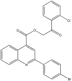 2-(2-chlorophenyl)-2-oxoethyl 2-(4-bromophenyl)-4-quinolinecarboxylate 化学構造式