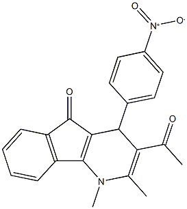 3-acetyl-4-{4-nitrophenyl}-1,2-dimethyl-1,4-dihydro-5H-indeno[1,2-b]pyridin-5-one Struktur